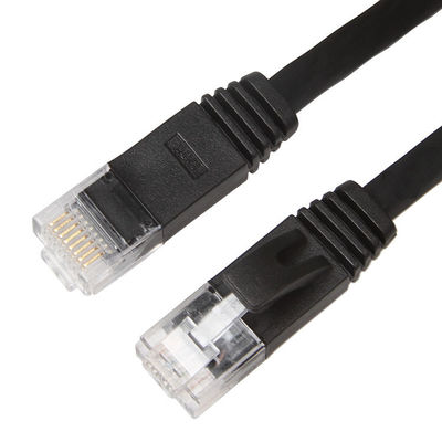 Odporny na warunki atmosferyczne stabilny płaski kabel sieciowy do Internetu, komputerowy czarny kabel krosowy Cat 6