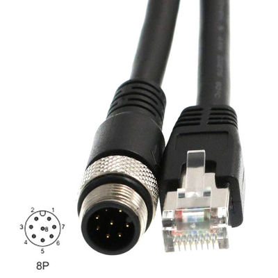 Przemysłowy kabel Ethernet ROHS Cat6 Kod M12 D 8 pinów do RJ45 dla czujnika Fieldbus