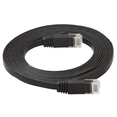 Odporny na warunki atmosferyczne stabilny płaski kabel sieciowy do Internetu, komputerowy czarny kabel krosowy Cat 6