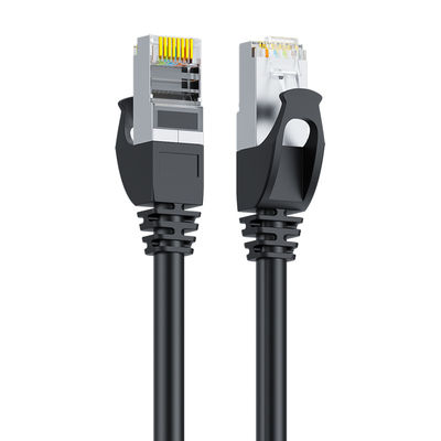 Czarny kabel krosowy SFTP Cat6 Podwójnie ekranowane złącze RJ45 z czystej miedzi 24AWG