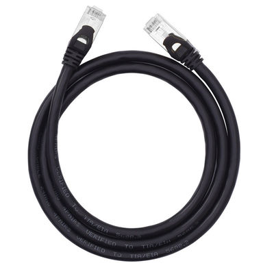 Czarny kabel krosowy SFTP Cat6 Podwójnie ekranowane złącze RJ45 z czystej miedzi 24AWG