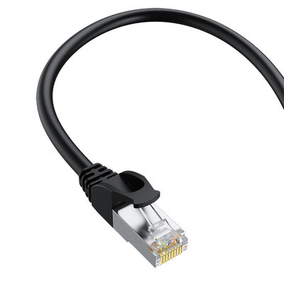 Czarny kabel krosowy SFTP Cat6 Podwójnie ekranowane złącze RJ45 z czystej miedzi 24AWG