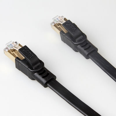 Płaski kabel krosowy SFTP RJ45 Cat8 40 Gb / s 2000 MHz Czarny kolor Trwały
