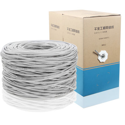 Wytrzymały kabel sieciowy Ethernet Cat5e 23AWG, 4-parowy ekranowany kabel UTP o długości 1000 stóp