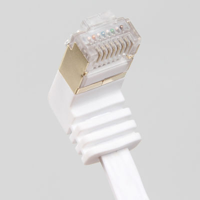Stabilny biały płaski kabel Ethernet Cat6, praktyczny przewód Gigabit Ethernet