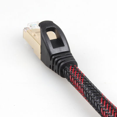 Pleciony kabel krosowy Ethernet Cat 7 Nylon Czarny Biały Trwała Odporność na warunki atmosferyczne