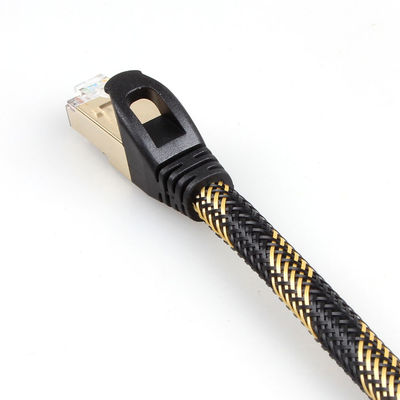 ISO Gigabit Cat 7 ekranowany kabel Ethernet Nylon czarny żółty pleciony