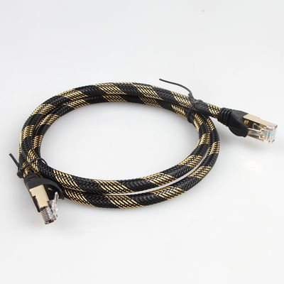 ISO Gigabit Cat 7 ekranowany kabel Ethernet Nylon czarny żółty pleciony