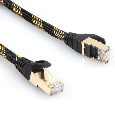 ISO Gigabit Cat 7 ekranowany kabel Ethernet Nylon czarny żółty pleciony
