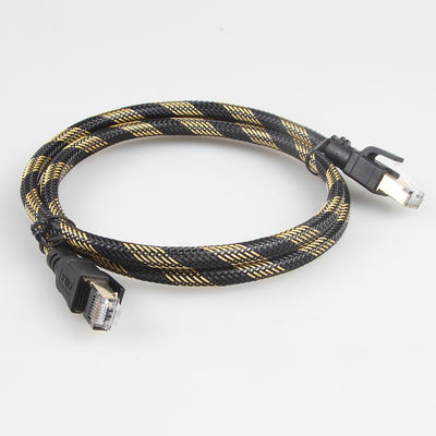 SFTP RJ45 Cat 8 Zewnętrzny kabel Ethernet Pleciony nylon Czarny Żółty