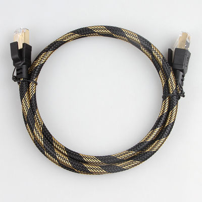 SFTP RJ45 Cat 8 Zewnętrzny kabel Ethernet Pleciony nylon Czarny Żółty