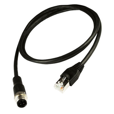 Gigabitowy przemysłowy kabel Ethernet M12 do Rj45 Cat5e Cat6 Czarny kolor