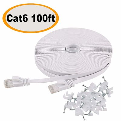 Zewnętrzny wewnętrzny kabel krosowy Cat6 100 Ft 10 Gb / s Slim Flat Trwały