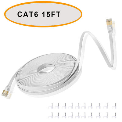Płaski kabel krosowy Ethernet Cat 6 50 Ft Biały kolor Nieekranowana skrętka