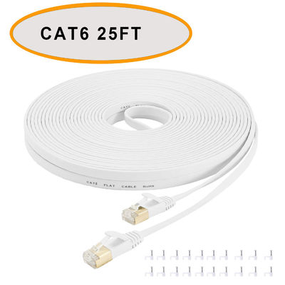Płaski kabel krosowy Ethernet Cat 6 50 Ft Biały kolor Nieekranowana skrętka